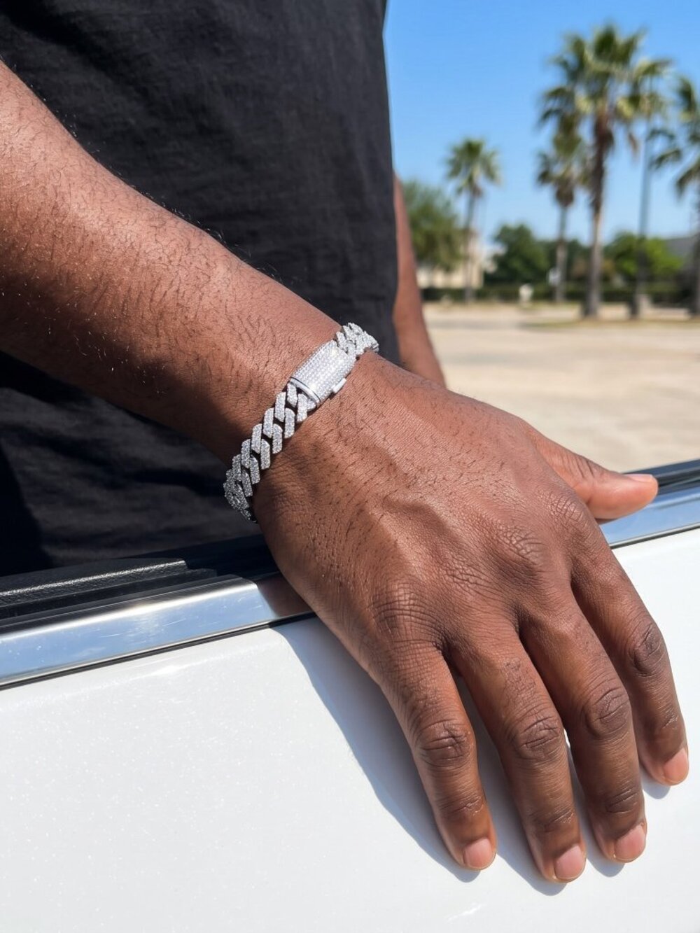 Mens Moissanite Cuban Bracelet 10mm 7.5 Inch GRA Passes Tester VVS1 Iced